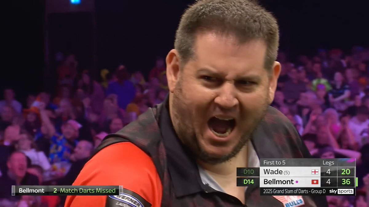 BELLMONT WITH A HUGE COMEBACK WIN!!! What a turnaround by the Swiss number one! Stefan Bellmont turns around 3-0 deficit to defeat James Wade 5-4, who missed four match darts, to add more darting drama to Group D! 📺 #GSOD | Group D