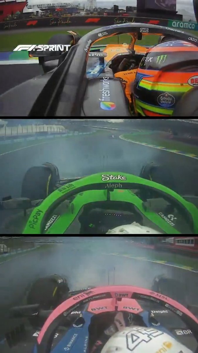 Piastri Hulkenberg Colapinto One corner, three crashes 💥 #F1Sprint #BrazilGP
