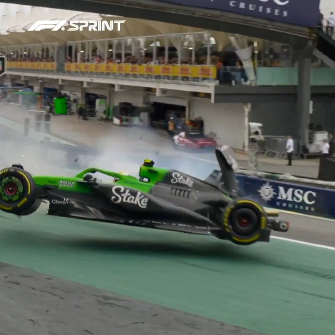 Some more angles on that Bortoleto crash 😵 #F1Sprint #BrazilGP