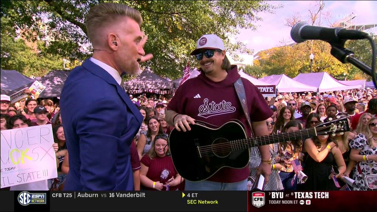 “Let’s go get us a freaking win against Georgia today.” HARDY had SEC Nation rockin' 🔥 Mississippi State Football