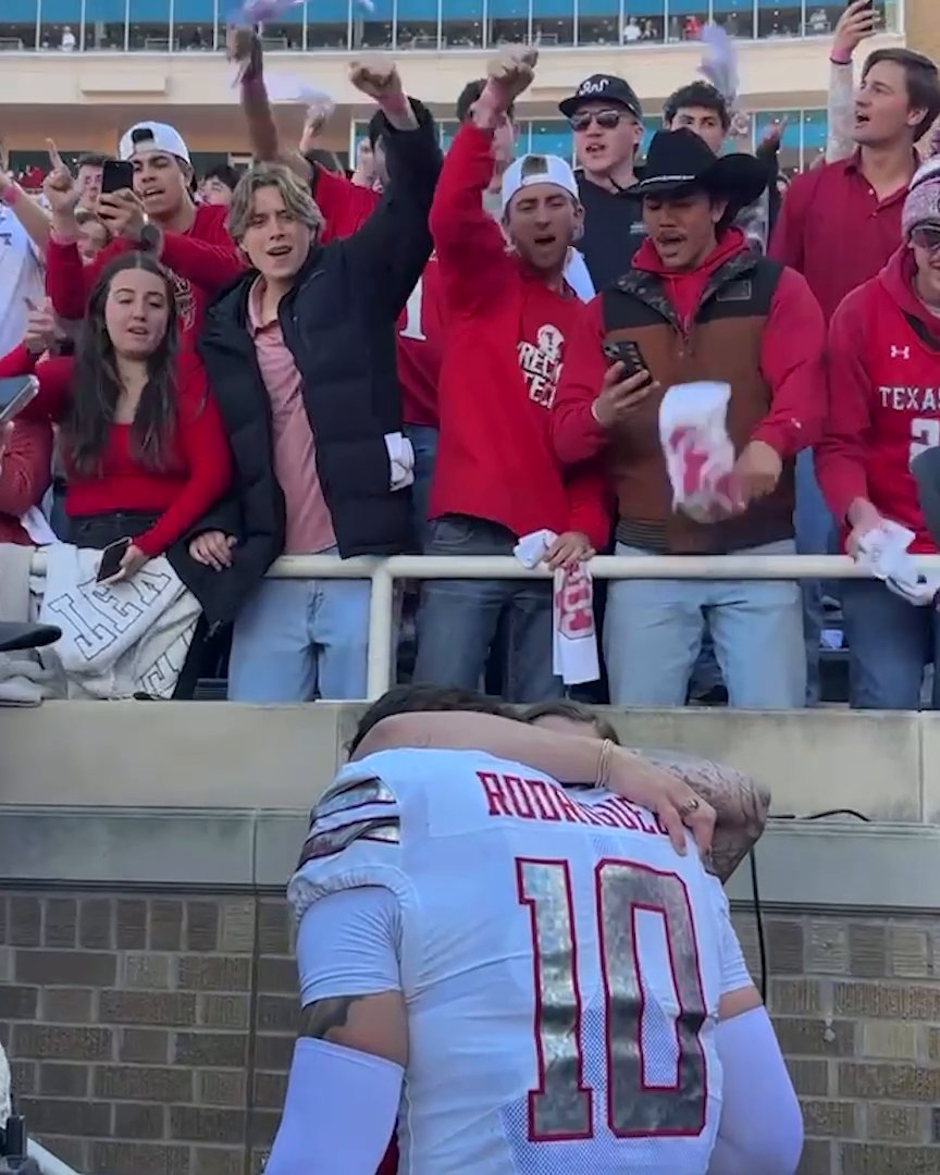Texas Tech LB Jacob Rodriguez and his wife Emma share a special pregame moment ❤️