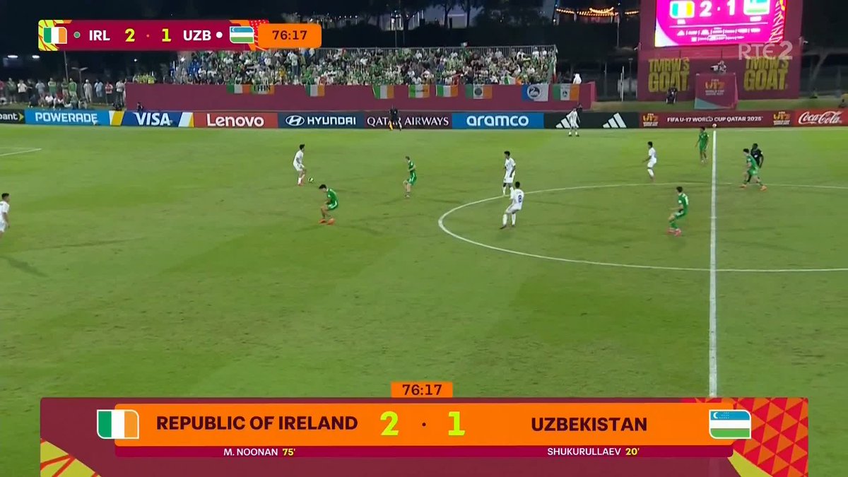 A massive moment from Michael 🙌 Ireland lead Uzbekistan in Qatar 🇮🇪