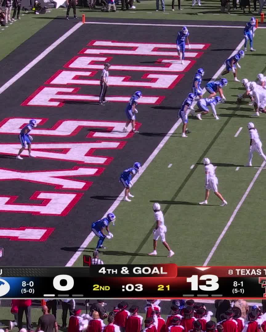 MAJOR fourth-down stop in the redzone for BYU FOOTBALL before the halftime break ❌ #Big12FB | 📺 ABC