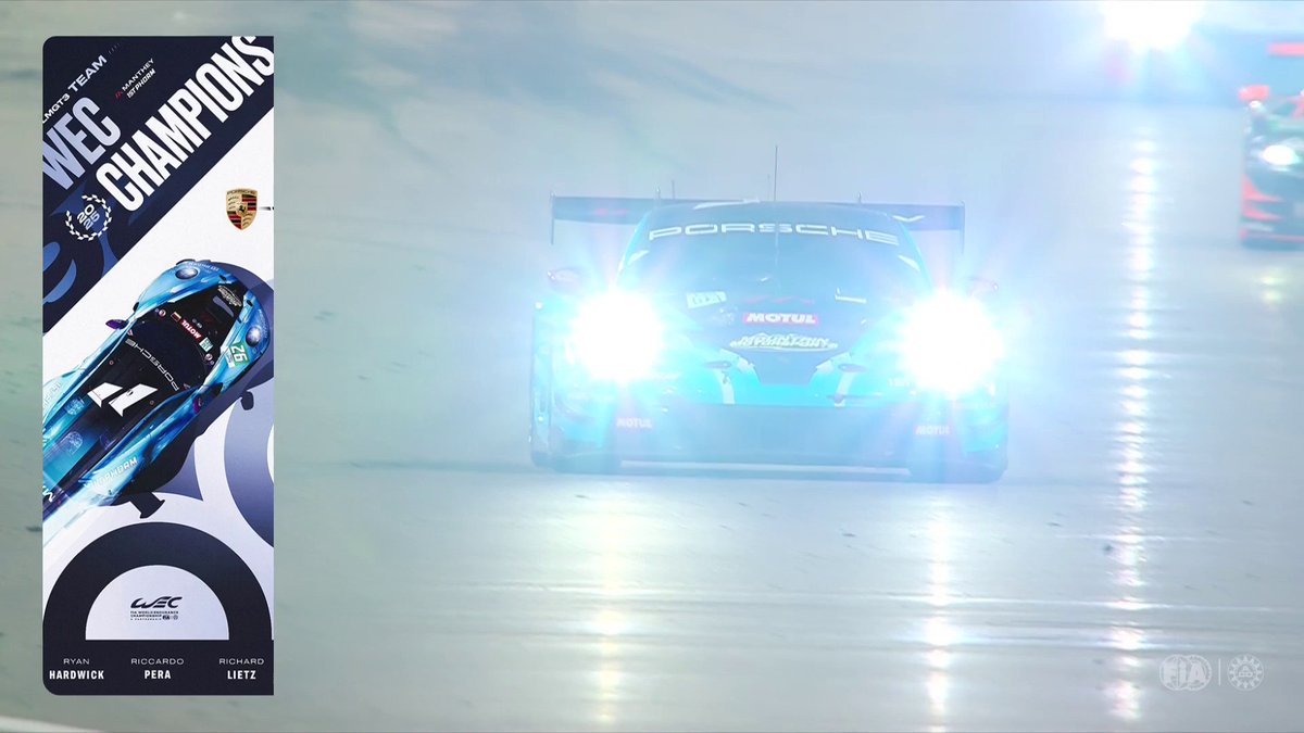 Crossing the line as LMGT3 CHAMPIONS! 🙌 #WEC #8HBahrain #Porsche Manthey