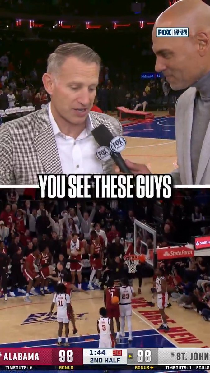 Alabama HC Nate Oats on the Roll Tide going off in MSG against a top 5 team 🙌