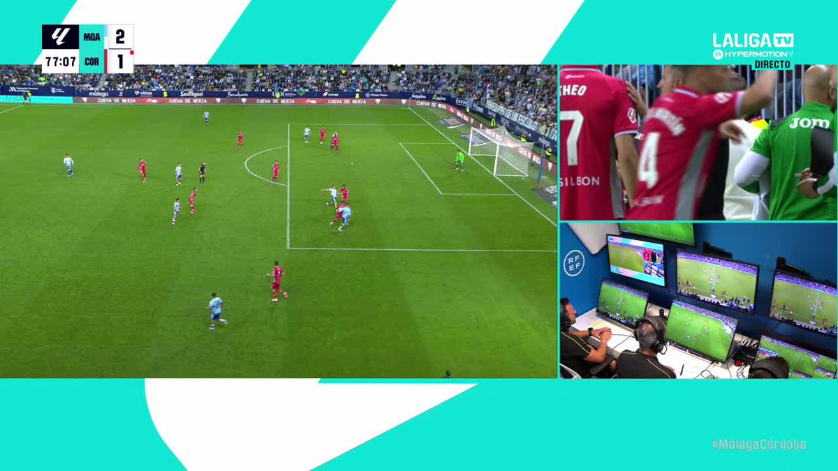 🚨 Anulado el 2-1 del Málaga porque el colegiado interpreta, tras ir al VAR, que Rafa interfiere en el pase de Carlos Isaac que termina en gol de Jauregi #LALIGAHYPERMOTION