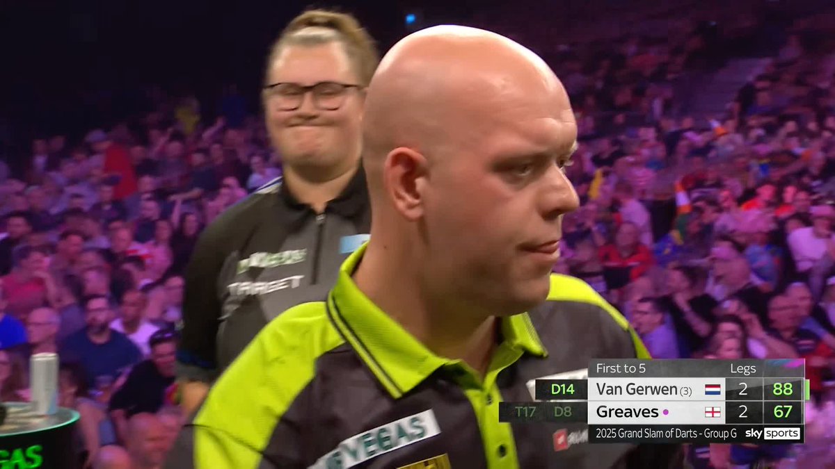 MVG LEADING GREAVES! Michael van Gerwen takes a crucial break of throw to lead Beau Greaves, despite the latter averaging around a ton! 📺 #GSOD | Group G
