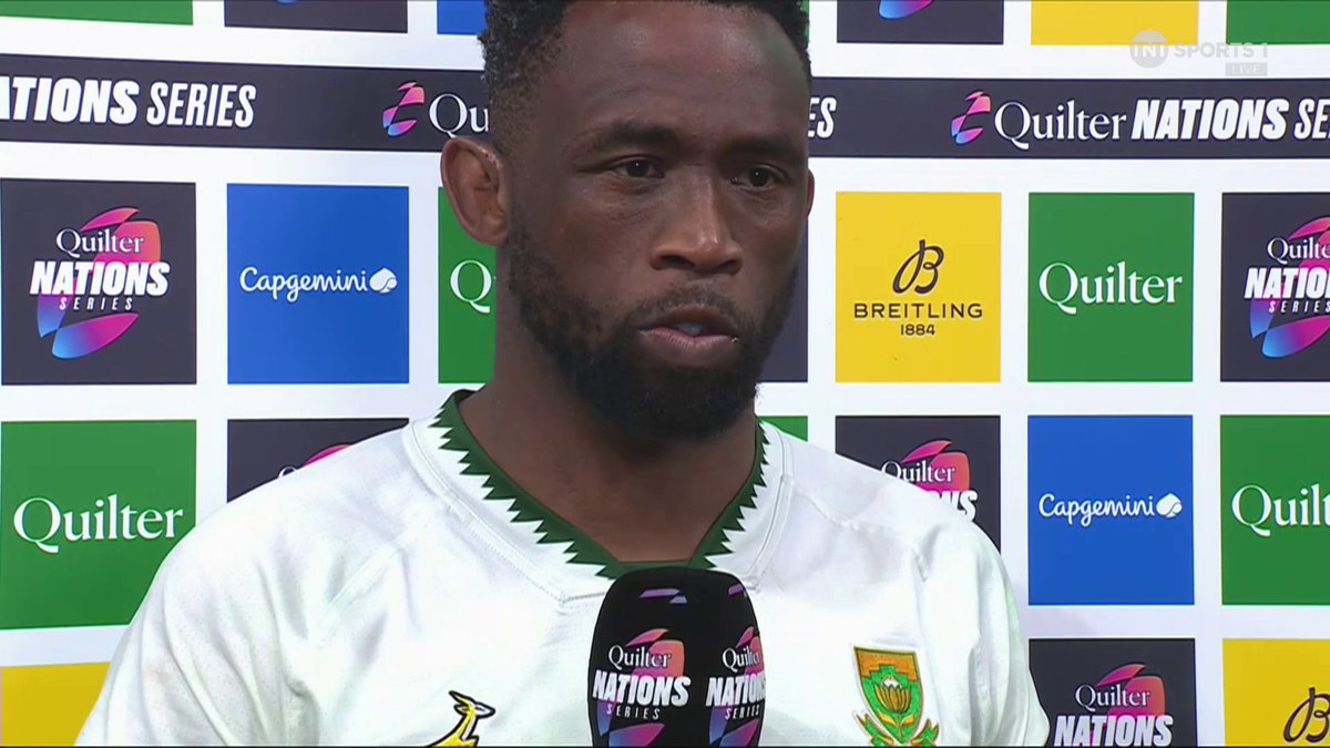 "Everything I have done, it is not by my own doing..." 🥹 A powerful full-time interview with Siya Kolisi after he won his 100th Test cap in Paris tonight 🫶