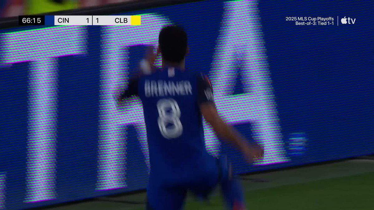 It’s heating up now. 🔥 Brenner brings FC Cincinnati level! 📺 Apple TV: // Audi MLS Cup Playoffs