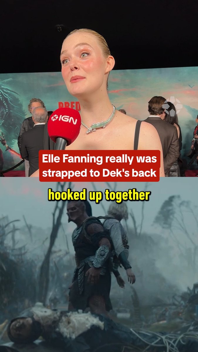 Elle Fanning was really carried around by actor Dimitrius Schuster-Koloamatangi in Predator: Badlands!