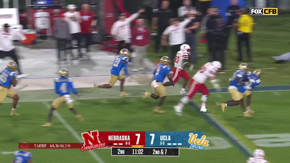 Emmett Johnson takes it 5️⃣6️⃣ yards to the house for the Nebraska Football lead! His longest career reception! 📺: FOX