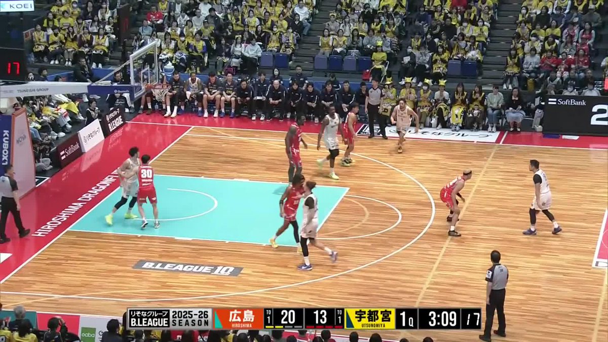 11/9(日) 広島戦 1Q #6 比江島選手が、本日、早くも3本目の3Pシュートを決めて喰らいつく！ ▼LIVE配信 #比江島慎 #Transcend #BREX