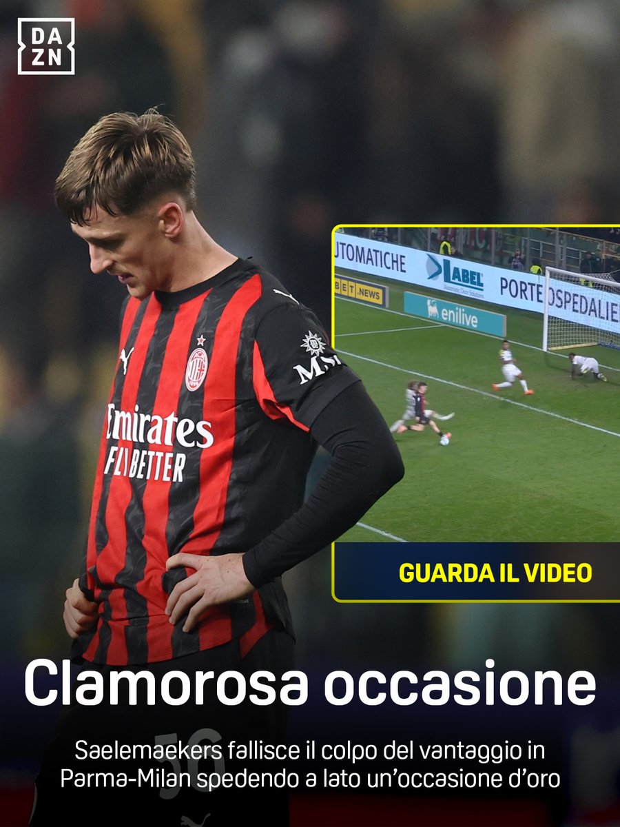 Saelemaekers fallisce il colpo della possibile vittoria ⚽❌ Allegri: 😬 #ParmaMilan #SerieAEnilive #DAZN
