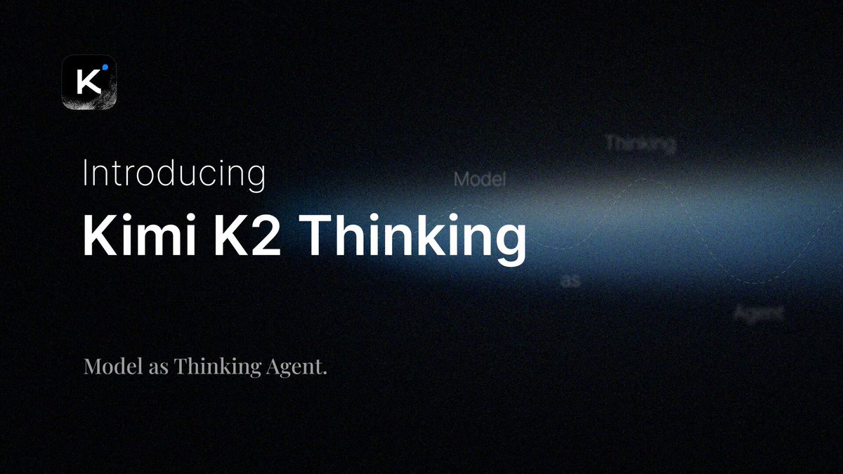 Kimi K2 Thinking is here! Scale up reasoning with more thinking tokens and tool-call steps. Now live on the Kimi app, and API.