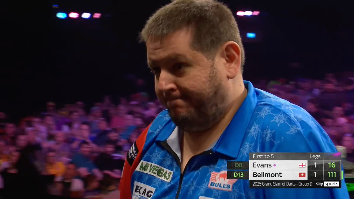 BELLMONT BREAKS! Stefan Bellmont takes out 111 - with the happy accident of two doubles - to take a 2-1 lead over Ricky Evans in a huge game for the knockouts! 📺 #GSOD | Group D