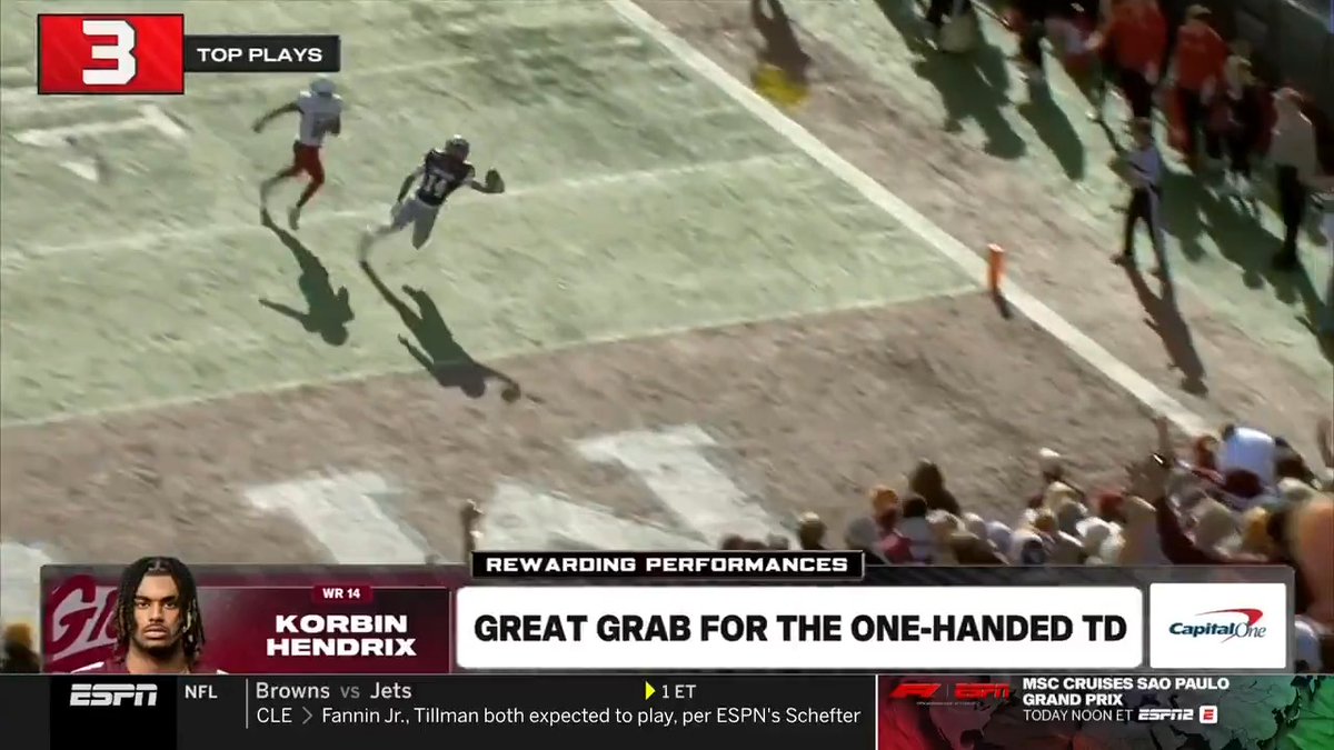 Play like that needs to be seen 👀 👏 Korbin Hendrix TD grab is a top play on ESPN College Football Final! #GoGriz
