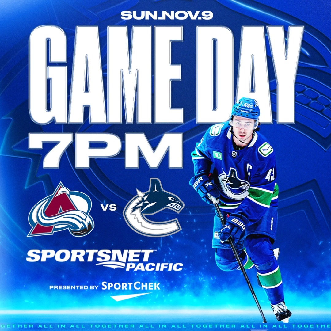 Sunday night showdown versus Colorado! 🗻 🆚 Colorado Avalanche ⏰ 7:00 PM PT 📍 Rogers Arena 📺 Sportsnet Pacific 📻 Sportsnet 650 Presented by Sport Chek BUY TICKETS |
