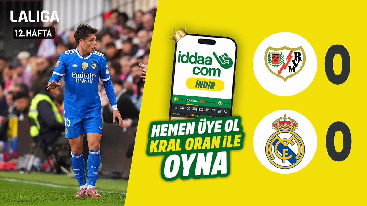 🇪🇸 #LALIGA'nın 12. haftasında Rayo Vallecano ile Real Madrid 0-0 berabere kaldı. 🟡 iddaa &amp;