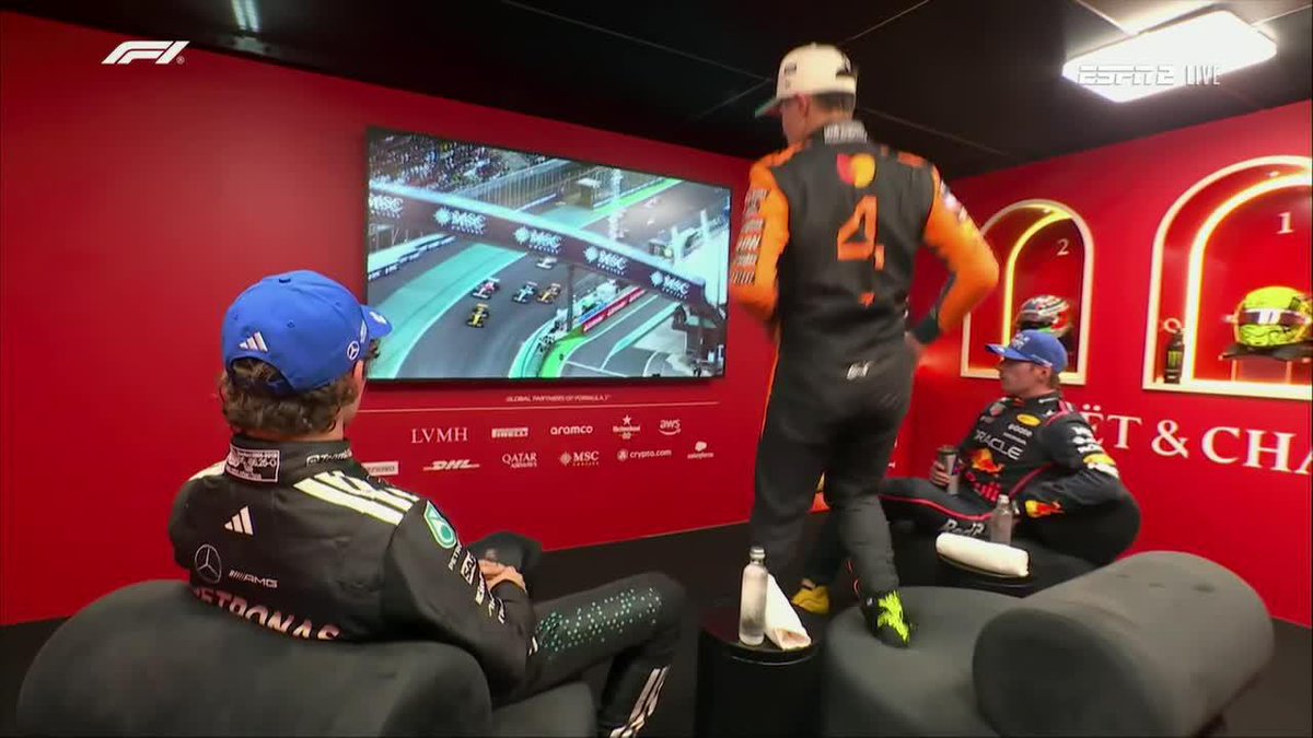 Lando Norris' reaction in the cool down room 😅