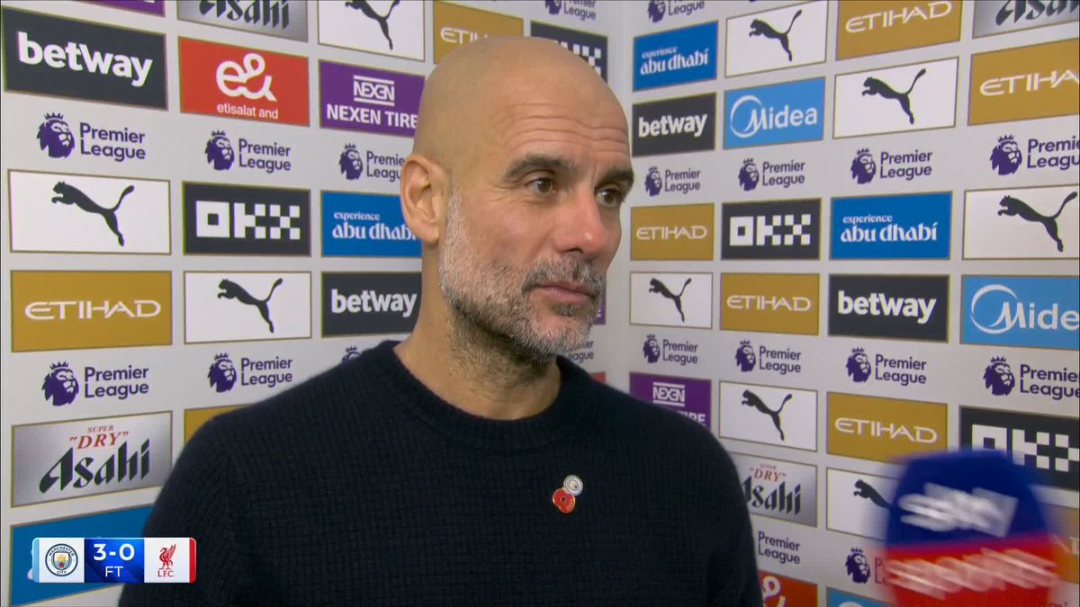 "The players gave me a good present" 🥹 Pep Guardiola on his 1000th game for Man City, and a victory over Liverpool 👏