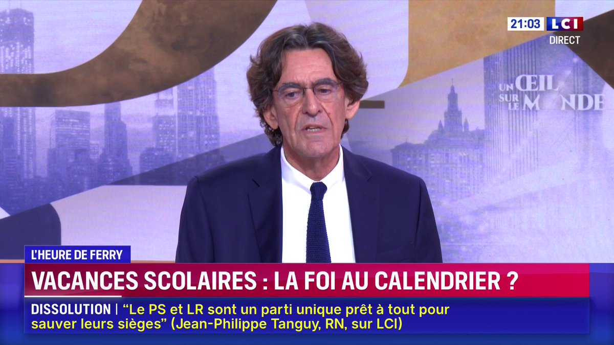 Laïcisation du nom des vacances : « Je n'ai jamais rien entendu de plus consternant de la part d'un ministre de l'Éducation nationale », déclare Luc Ferry ▶️ ✦ Margot Haddad ✦