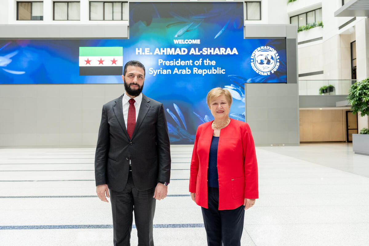 It was a privilege to welcome President Ahmad al-Sharaa to the IMF. We discussed the economic transformation Syrians need &amp; deserve—which his government is making possible. I reiterated IMF's readiness to help including through our existing technical support for key institutions.