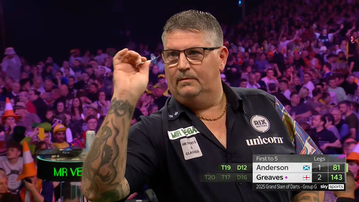 ANDERSON RETALIATES! What a game we have on our hands here! Gary Anderson replies to Beau Greaves' early burst with a 12-darter of his own, levelling the game at 2-2! 📺 #GSOD | Group G