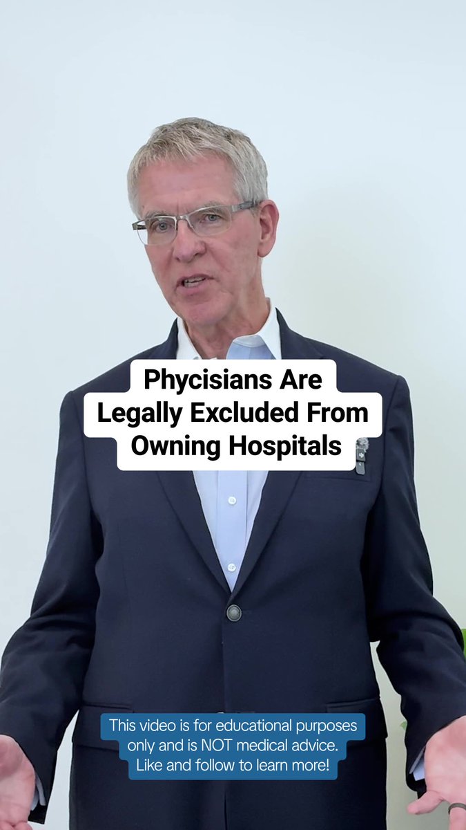 Physicians can’t own hospitals. That’s right — the Affordable Care Act made it illegal, and even capped the size of the ones that already existed. The claim was higher costs from self-referrals, but data shows physician hospitals are cheaper and better. #healthcare #doctor #policy #AffordableCareAct