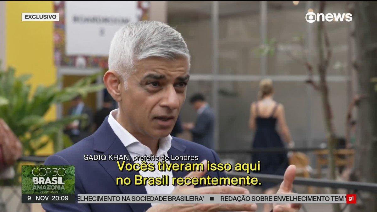 O prefeito de Londres, Sadiq Khan, afirmou que líderes mundiais reunidos na COP30 precisam ouvir as demandas de autoridades locais e regionais. E que não teme Donald Trump, que nega a existência de uma crise climática. ➡ Assista na #GloboNews:
