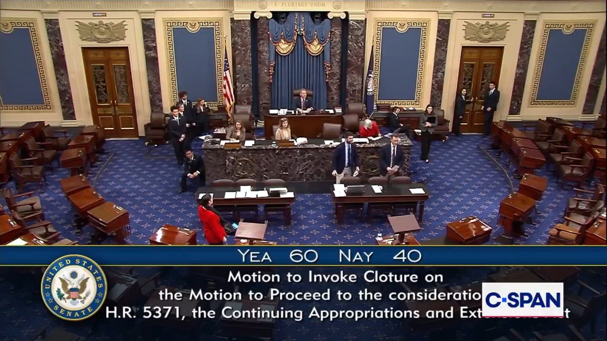 U.S. Senate advances bill to reopen the government, 60-40.