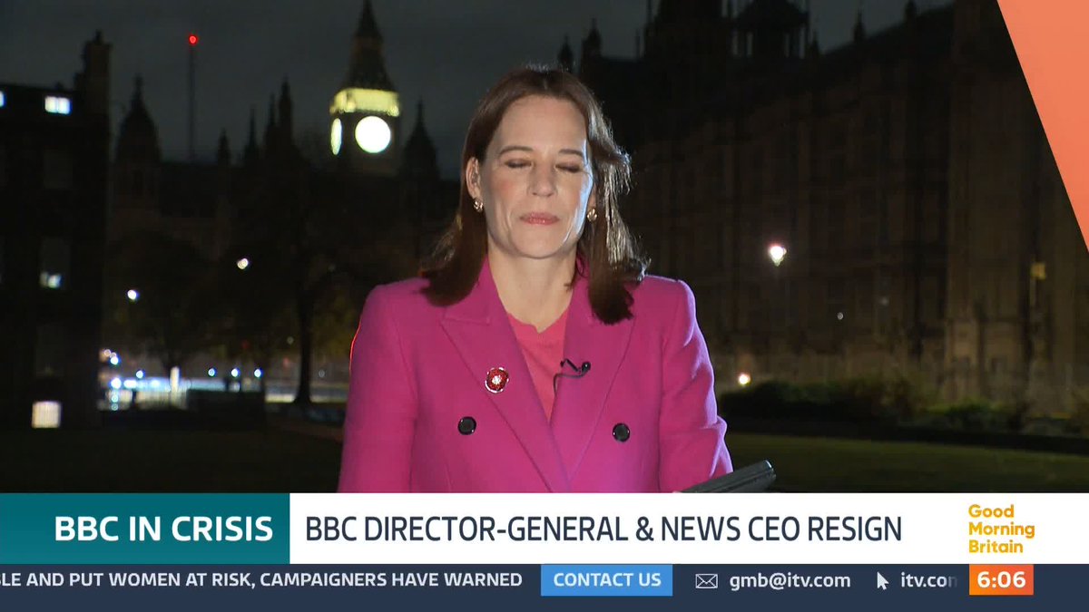 'There has been a lot of reaction from the political world as well as elsewhere, and it sums up the divide at the heart of this.' Louisa James reports on the reaction to the Director General of the BBC, Tim Davie and the head of BBC News, Deborah Turness' resignations.