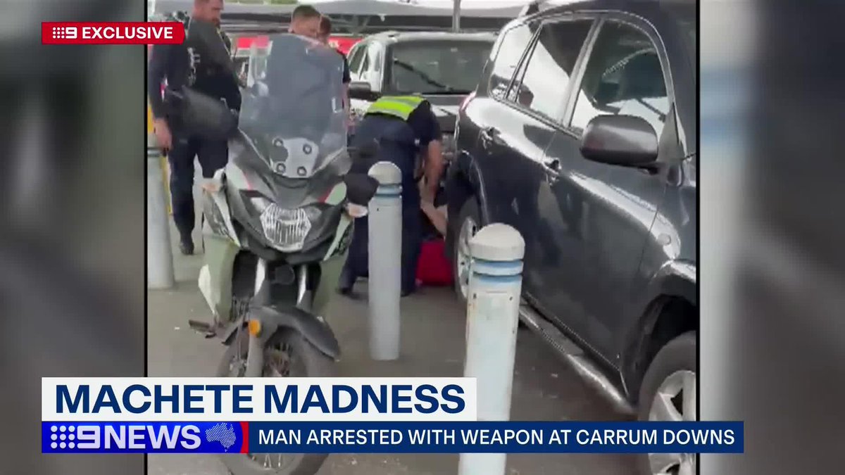 A man has been arrested with a machete and a pack of teens are on the run, after shoppers were terrorised in two violent incidents across Melbourne. Isabel Quinlan #9News
