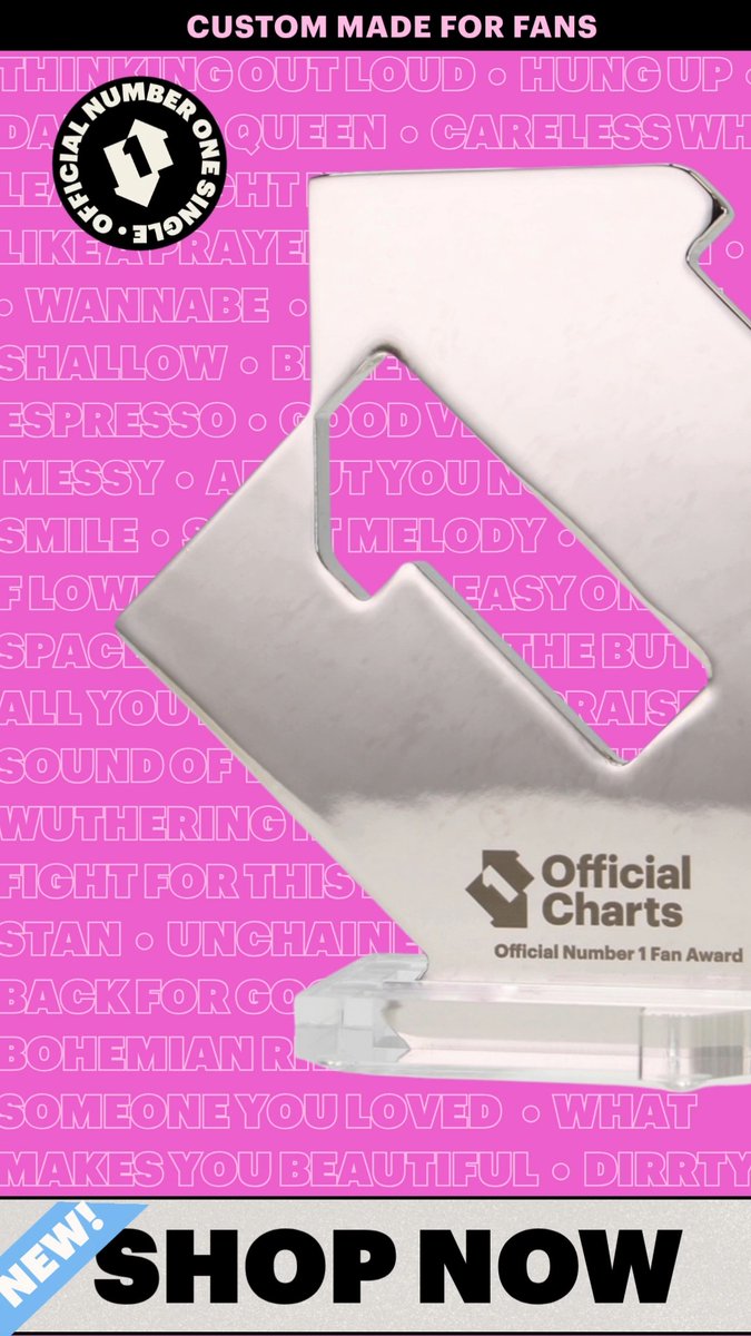 ⚠️ NEW PRODUCT ALERT ⚠️ Taylor’s got one. Stormzy too. Elton and Kylie have a lifetime’s worth, now YOU? 🏆 Get your hands on a collectible replica of our iconic Number 1 award now, custom-made with *any* Number 1 single of your choice! 👑 Shop here 👉
