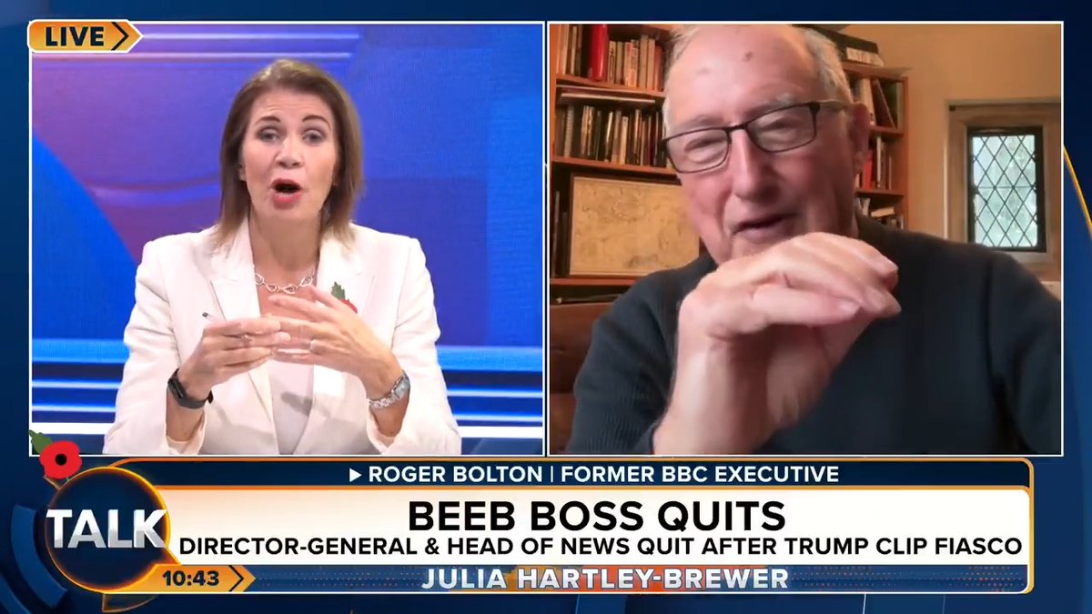 Julia clashes with former BBC Exec Roger Bolton about the BBC's role in reporting the facts. JHB: "On climate change, they don't do it; on trans issues, they don't do it; on Gaza, they don't do it; on Brexit, they didn't do it." Roger: "No. This is just not true." Julia Hartley-Brewer