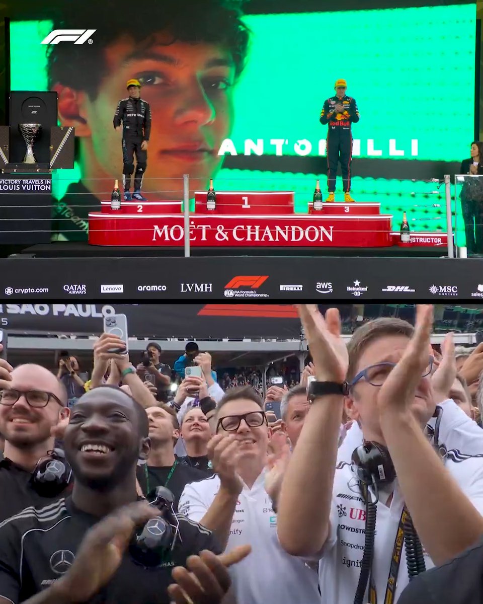 A proud moment for Bono, with Kimi claiming his best result in F1! 🥹🏆 #F1 #BrazilGP