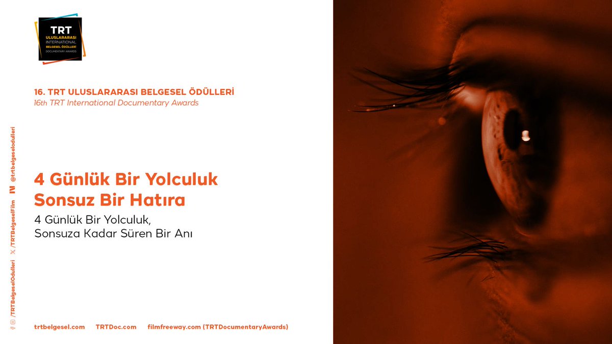 16. TRT Uluslararası Belgesel Ödülleri, dört gün boyunca dünyanın hikâyelerini İstanbul’a taşıdı, şimdi ise bu unutulmaz yolculuk yeniden ekranda!