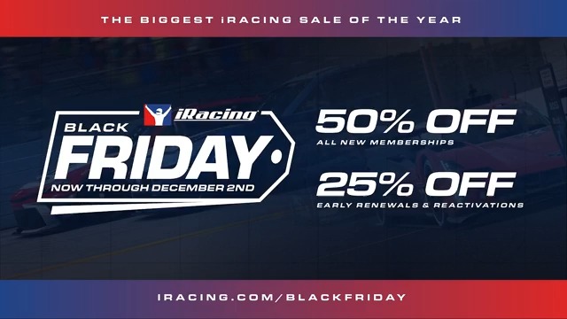iRacing Black Friday is going on NOW and we've got offers for everyone! So whether you are a sim racing vet or looking to turn your first laps, the iRacing community has a spot for you. Come race with us!