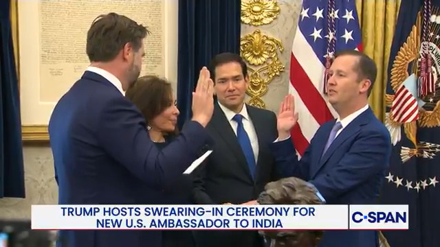 Sergio Gor is sworn in as U.S. Ambassador to India.