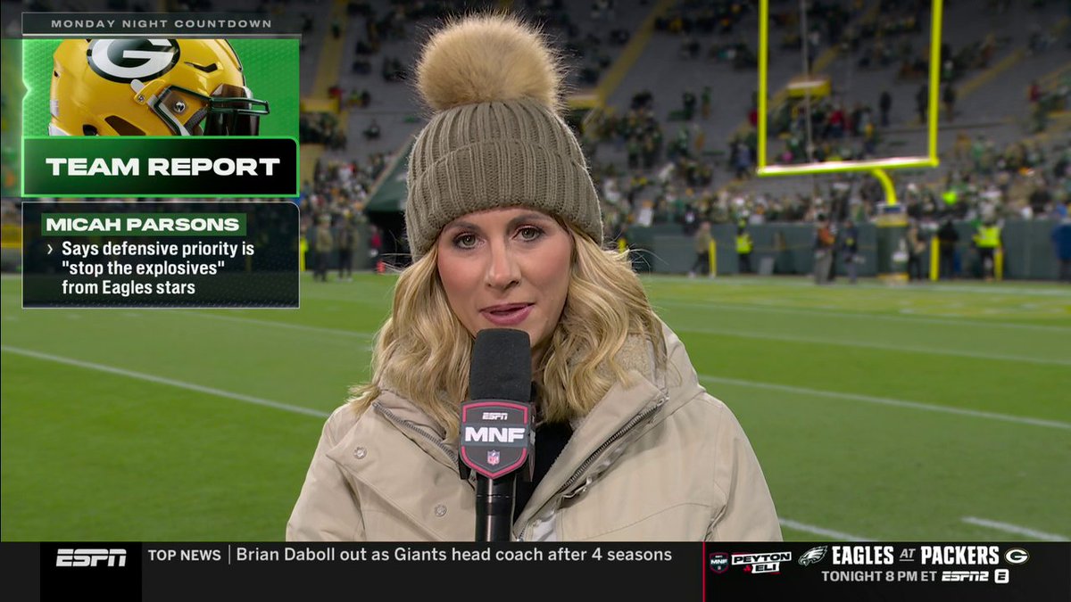 All eyes are on Monday Night Football in Green Bay 👀 Laura Rutledge has the latest on how Micah Parsons is feeling ahead of the matchup vs. the Eagles ✍️ Watch Eagles-Packers at 8 ET on ABC, ESPN and the ESPN App ➡️