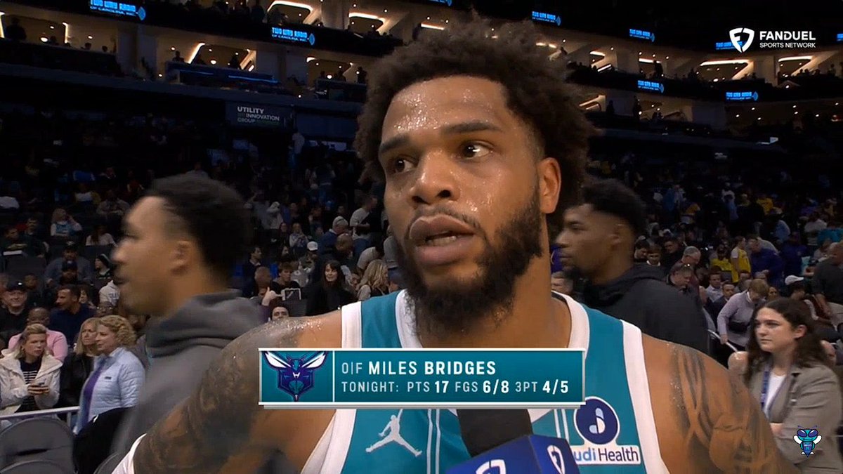 🎙️ Miles Bridges: "It's kind of hard guarding guys when they get fouls on every possession. So, just gotta do our best to control what we can control and move on." Miles Bridges Halftime Interview: