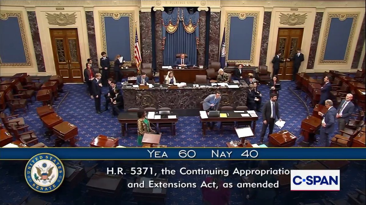 U.S. Senate votes to end government shutdown, 60-40. Goes now to the U.S. House of Representatives.