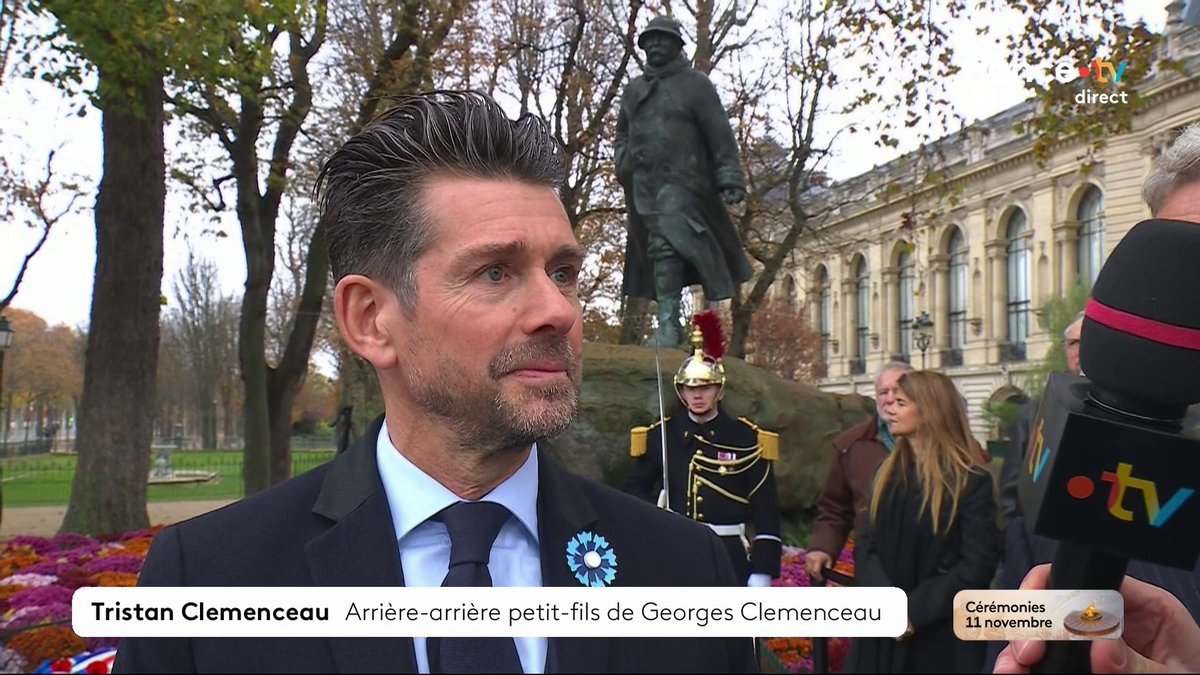 🔴 "Cette année est une année particulière. Ce sont les 10 ans du Bataclan, et les valeurs républicaines doivent d’autant plus être présentes. J’en parle avec émotion, car elles sont souvent attaquées." 🗣 Tristan Clemenceau, arrière-arrière petit-fils de Georges Clemenceau.