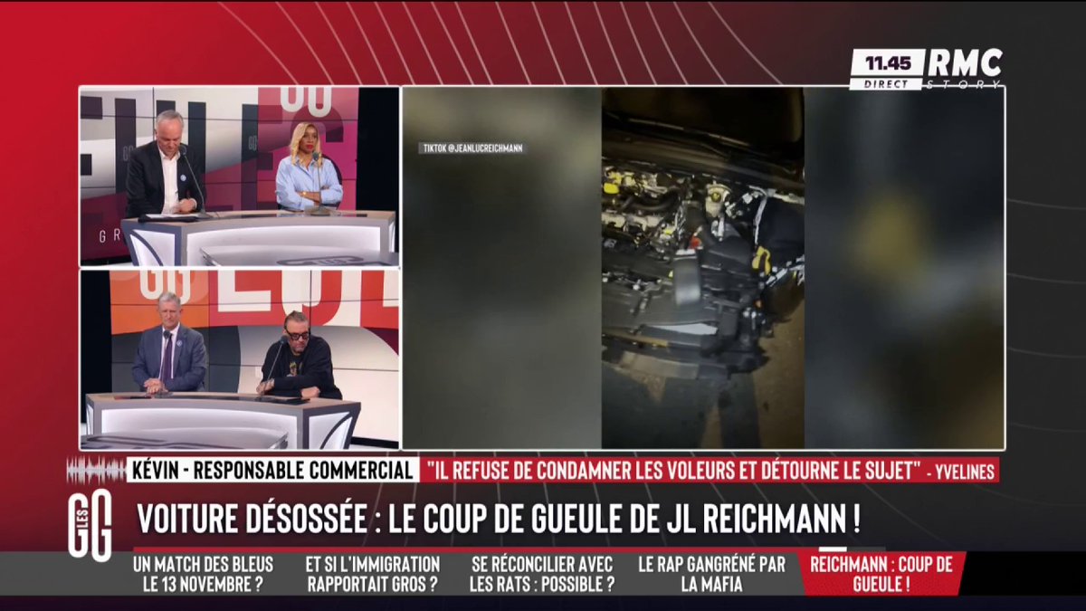 🚨 Voiture désossée : le coup de gueule de Reichmann ! 📞 Kévin, au 3216 : "Jean-Luc Reichmann est hypocrite. Au lieu de dénoncer le vol, il s'en prend aux assureurs. Il est déconnecté de la réalité. Une personne qui touche un SMIC et qui voit sa voiture comme ça, elle est vraiment en colère." #GGRMC