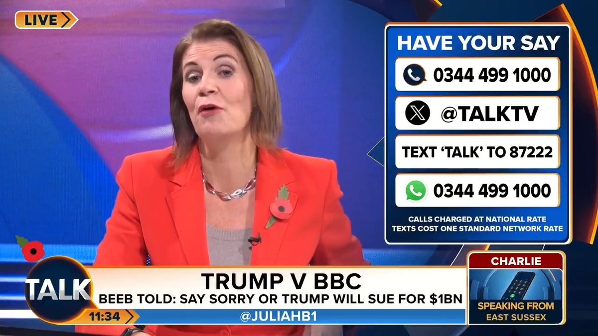 "It was a politically motivated, very deliberate act of sabotage." Charlie in East Sussex says he is "tired" of hearing people say that what the BBC did was a mistake. Julia Hartley-Brewer
