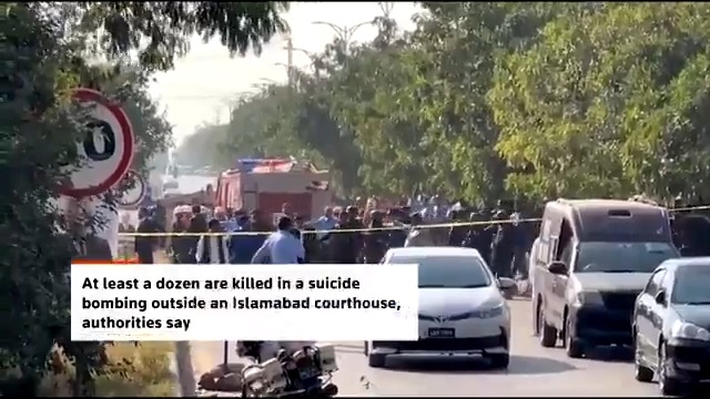 A suicide bomber killed at least 12 people outside a courthouse in Islamabad, Pakistan, with several others wounded