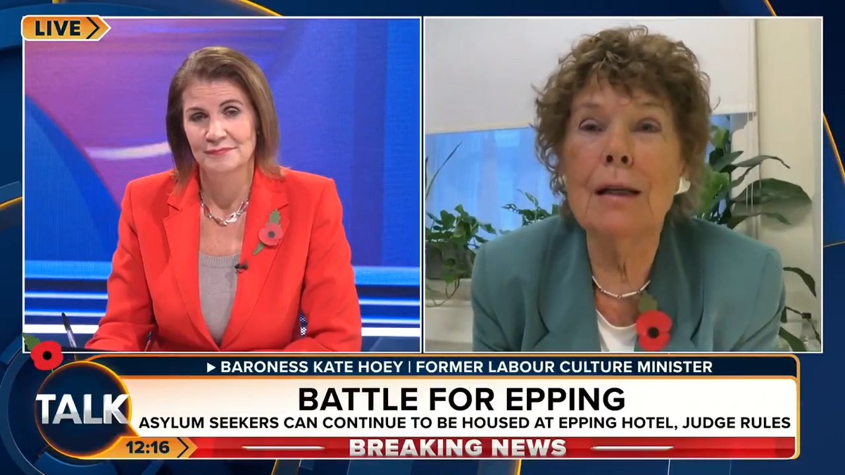 🚨 Epping's Bell Hotel can house asylum seekers, a judge has ruled. Independent Peer & former Labour MP Baroness Hoey says it is a "real insult" to the people of Epping and that local mums will still be "worried". Julia Hartley-Brewer