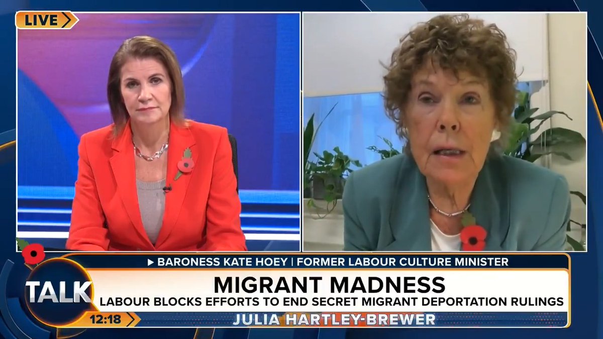 Baroness Hoey says if the Government were "serious about protecting our borders", they would use the Royal Navy to "stop crossings". "We treat migrants better than we treat our veterans lying on the streets of London." Julia Hartley-Brewer