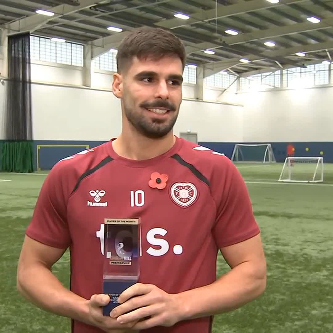 🗣️ "I'm very happy with both the song and the prize!" Hearts' Claudio Braga on winning the Scottish Premiership player of the month award for October, plus his viral song! ⤵️