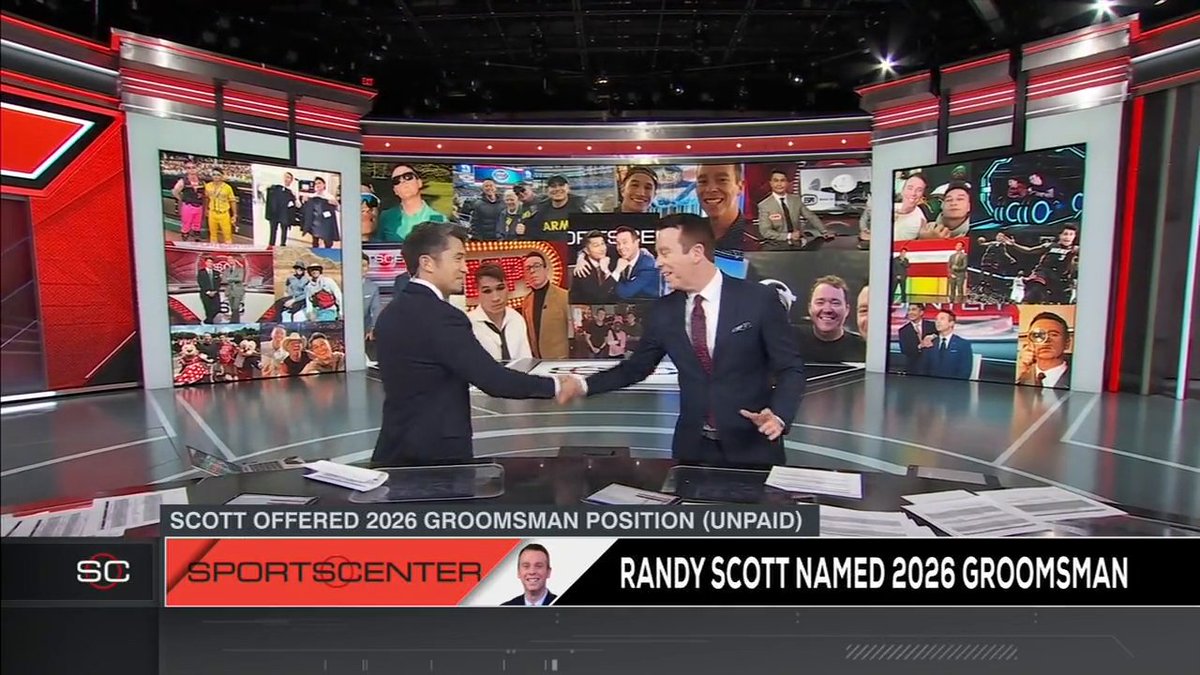 From SportsCenter anchors to groomsman ❤️ Gary Striewski surprised Randy Scott by asking him to be in his wedding live on the show 🤝