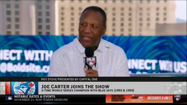 Joe Carter joins us from the GM Meetings to reflect on the Blue Jays' wild run to the World Series! “I was ready to give up my crown... Man, it was THIS close!” 🤏